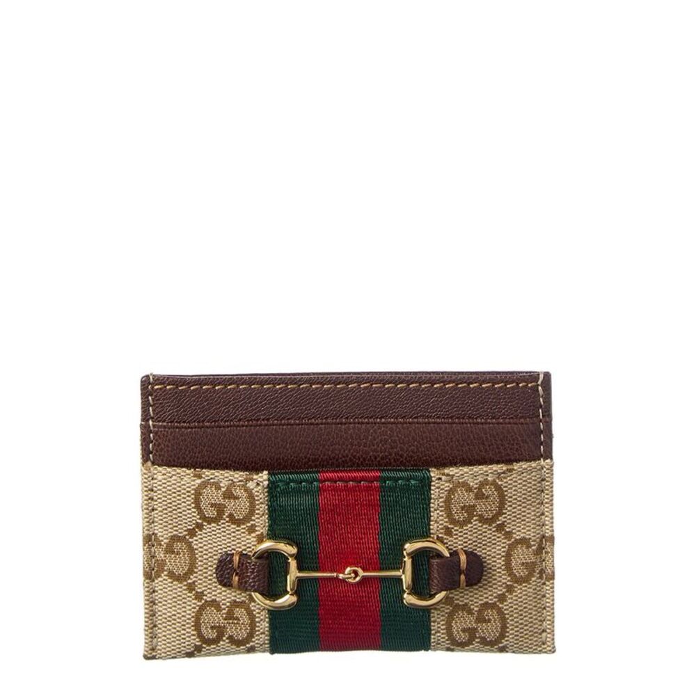 Gucci Horsebit Web Gg Canvas & Leather Card Case, Brown